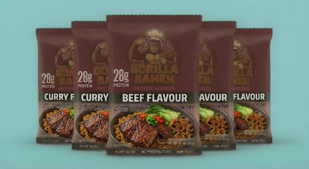Gorilla Ramen Beef Flavour protein noodles 5-pack — 28g protein, plant-based