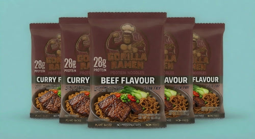 Gorilla Ramen Beef Flavour protein noodles 5-pack — 28g protein, plant-based