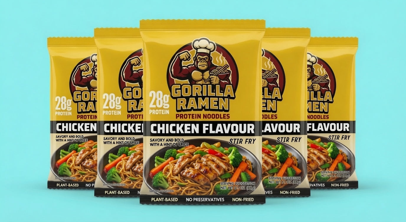 Gorilla Ramen Chicken Flavour protein noodles 5-pack — 28g protein, plant-based